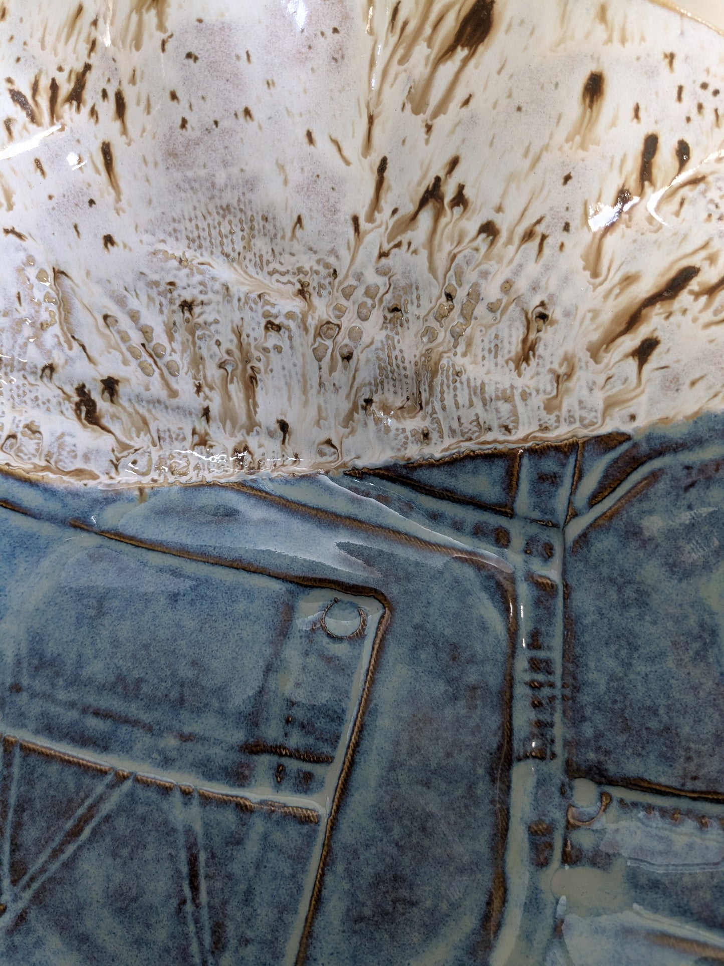 Unieke handgemaakte Denim-look decoratieve fruitschaal