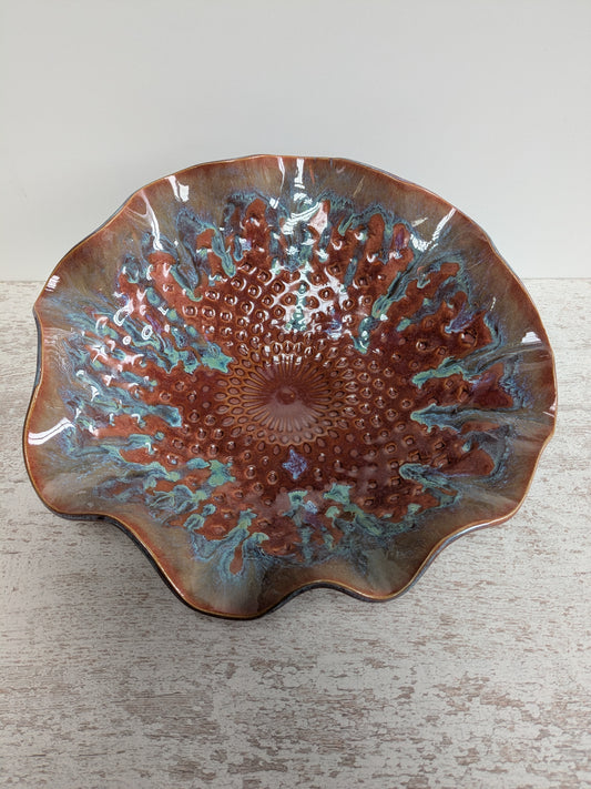 Grote Terracotta schaal met blauwe accenten