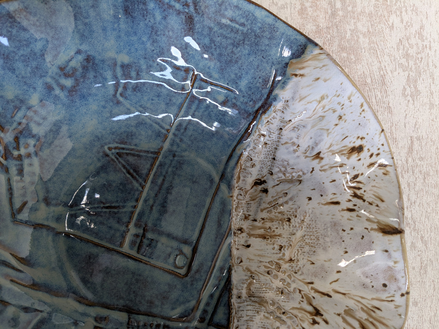 Unieke handgemaakte Denim-look decoratieve fruitschaal